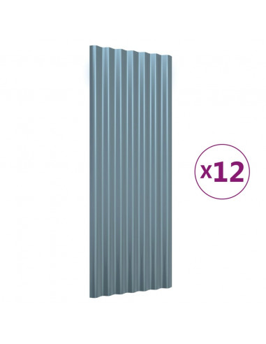 Pannelli Tetto 12pz Acciaio Verniciato a Polvere Grigi 100x36cm