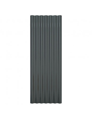 Pannelli per Tetto 12 pz Acciaio Verniciato Antracite 100x36 cm