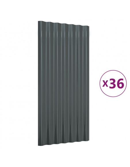 Pannelli Tetto 36pz Acciaio Verniciato Polvere 80x36 Antracite