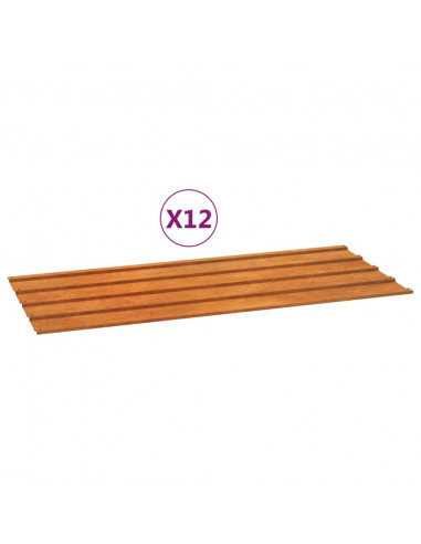 Pannelli per Tetti 12 pz Ruggine 100x44 cm in Acciaio Corten
