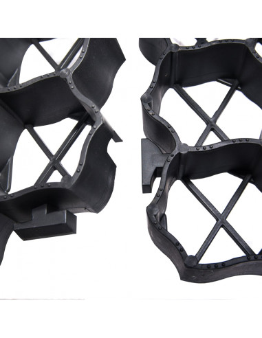 Griglie per l'Erba 16 pz Nere 60x40x3 cm in Plastica