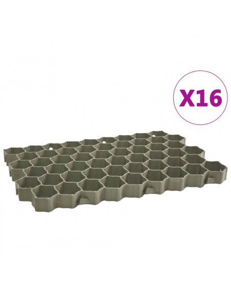 Griglie per l'Erba 16 pz Verdi 60x40x3 cm in Plastica