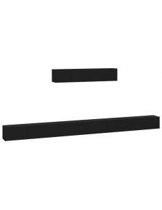 Set Mobili Porta TV 6 pz Nero in Legno Multistrato 2