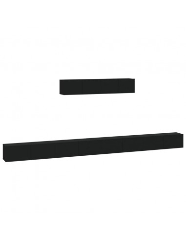 Set Mobili Porta TV 6 pz Nero in Legno Multistrato