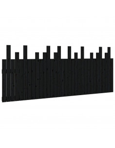 Testiera da Parete Nera 204x3x80 cm in Legno Massello di Pino 2