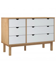 Cassettiera OTTA Marrone e Bianco 111x43x73,5 cm Legno di Pino 2