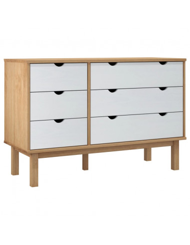 Cassettiera OTTA Marrone e Bianco 111x43x73,5 cm Legno di Pino