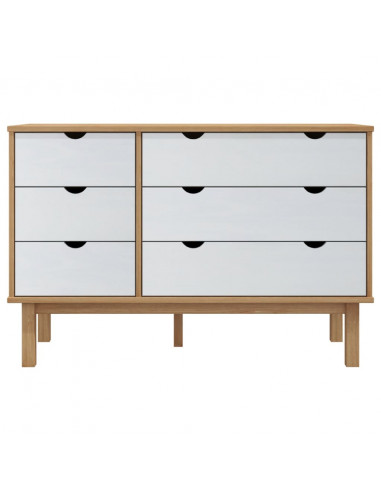 Cassettiera OTTA Marrone e Bianco 111x43x73,5 cm Legno di Pino