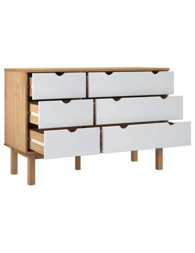Cassettiera OTTA Marrone e Bianco 111x43x73,5 cm Legno di Pino