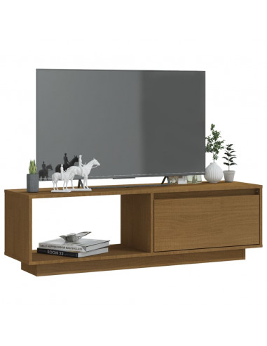 Mobile Porta TV Marrone Miele 110x30x33,5 cm in Legno di Pino