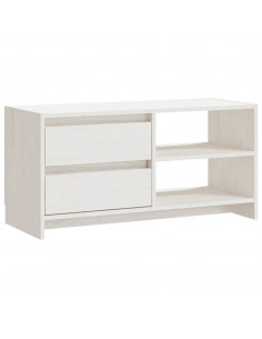 Mobile Porta TV Bianco 80x31x39 cm in Legno Massello di Pino 2