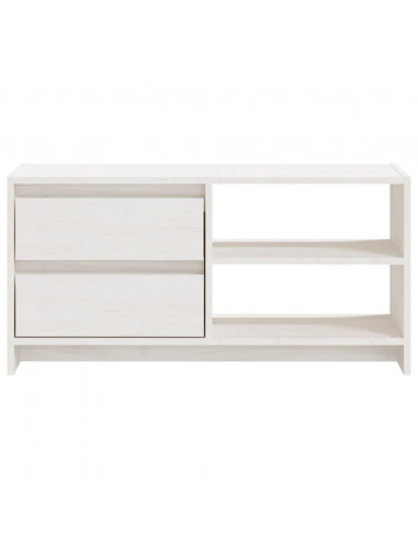 Mobile Porta TV Bianco 80x31x39 cm in Legno Massello di Pino