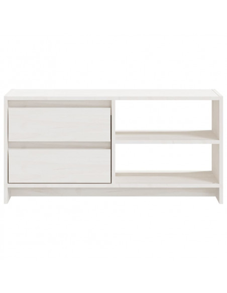 Mobile Porta TV Bianco 80x31x39 cm in Legno Massello di Pino