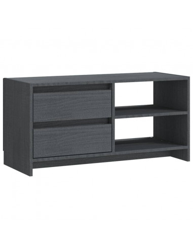 Mobile Porta TV Grigio 80x31x39 cm in Legno Massello di Pino
