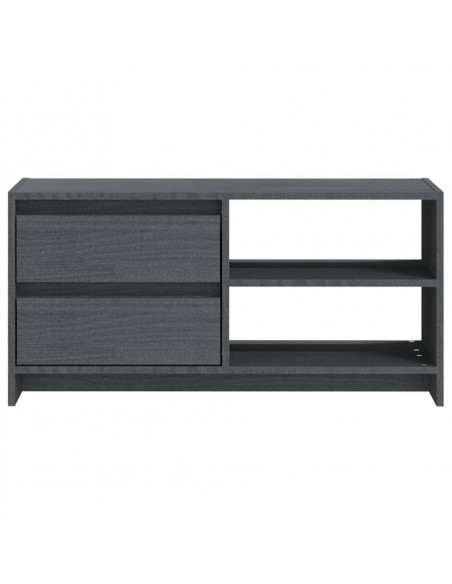 Mobile Porta TV Grigio 80x31x39 cm in Legno Massello di Pino