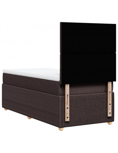 Giroletto a Molle con Materasso Marrone Scuro 80x200 cm Tessuto