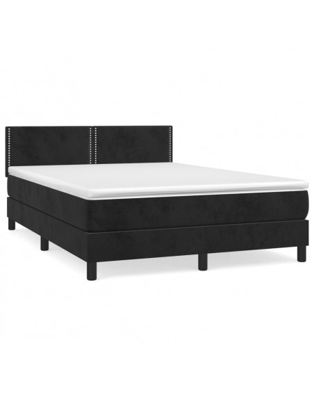 Giroletto a Molle con Materasso Nero 140x190 cm in Velluto