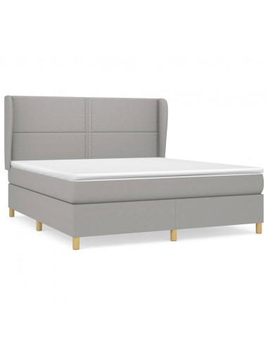 Giroletto a Molle con Materasso Grigio Chiaro180x200 cm Tessuto