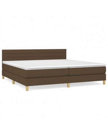 Giroletto a Molle con Materasso Marrone Scuro 200x200cm Tessuto