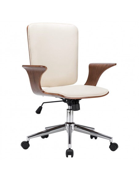 Sedia da Ufficio Girevole in Similpelle e Legno Curvato