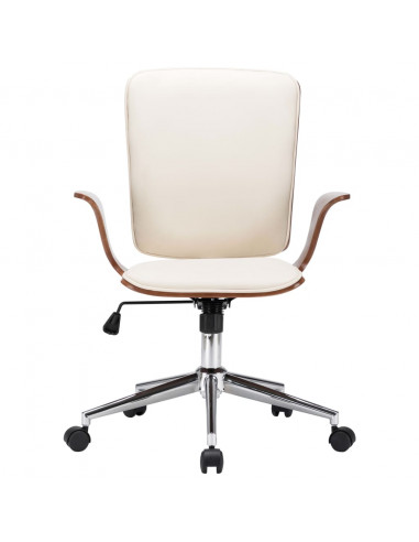 Sedia da Ufficio Girevole in Similpelle e Legno Curvato