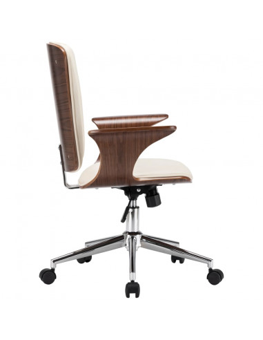 Sedia da Ufficio Girevole in Similpelle e Legno Curvato