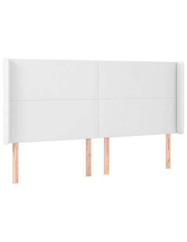 Testiera a LED Bianco 203x16x118/128 cm in Similpelle