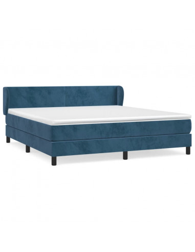 Giroletto a Molle con Materasso Blu Scuro 180x200 cm in Velluto