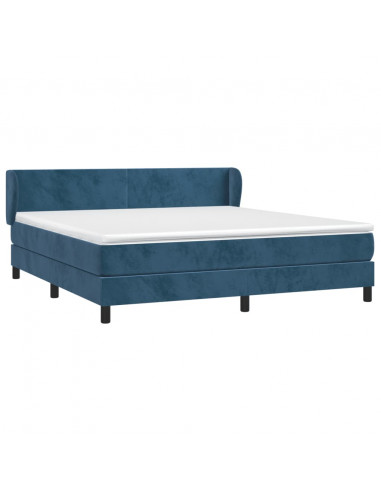 Giroletto a Molle con Materasso Blu Scuro 180x200 cm in Velluto