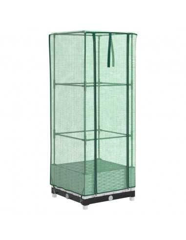 Letto Rialzato con Copertura Serra Effetto Rattan 40x40x123 cm