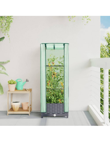 Letto Rialzato con Copertura Serra Effetto Rattan 40x40x123 cm