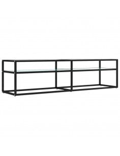 Mobile Porta TV Marmo Bianco 160x40x40,5 cm in Vetro Temperato 2