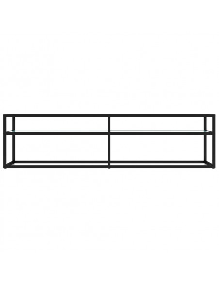 Mobile Porta TV Marmo Bianco 160x40x40,5 cm in Vetro Temperato