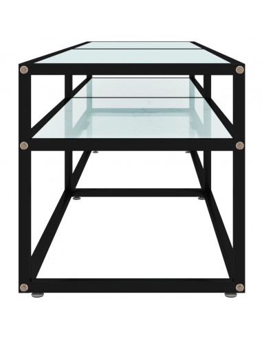 Mobile Porta TV Marmo Bianco 160x40x40,5 cm in Vetro Temperato