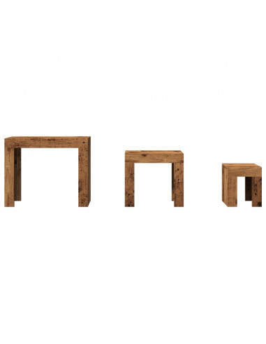 Tavolini Impilabili 3 pz Legno Antico in Truciolato
