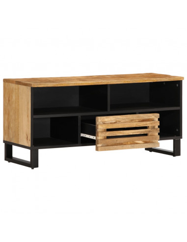 Mobile Porta TV 100x34x46 cm in Massello di Mango Grezzo