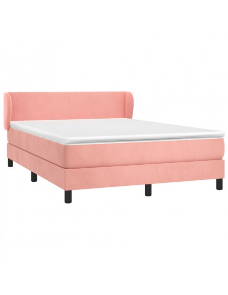 Giroletto a Molle con Materasso Rosa 140x200 cm in Velluto
