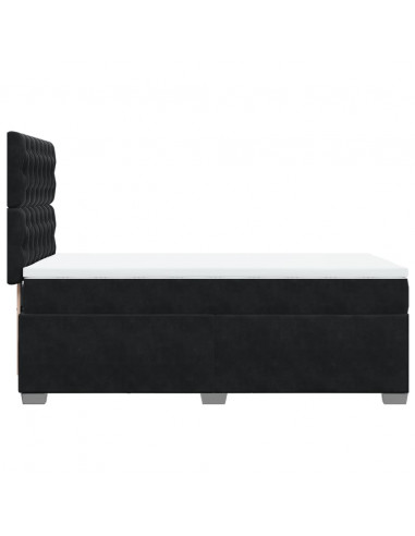 Giroletto a Molle con Materasso Nero 100x200 cm in Velluto