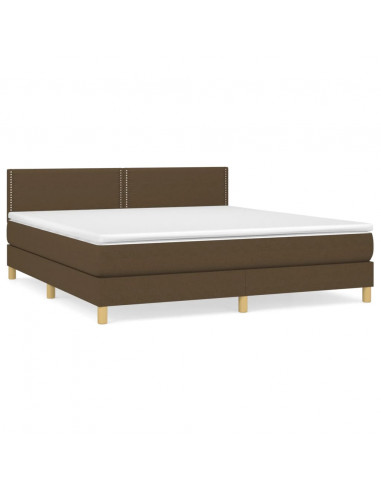 Giroletto a Molle con Materasso Marrone Scuro 160x200cm Tessuto