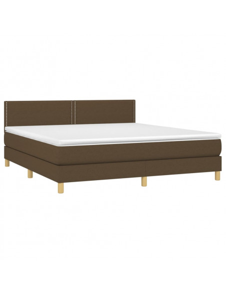 Giroletto a Molle con Materasso Marrone Scuro 160x200cm Tessuto