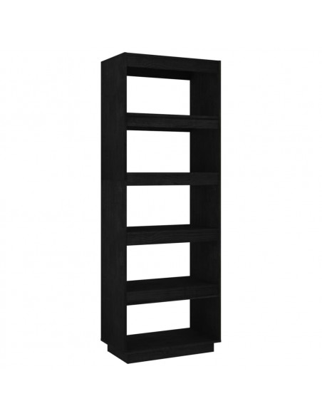 Libreria/Divisorio Nero 60x35x167 cm in Legno Massello di Pino
