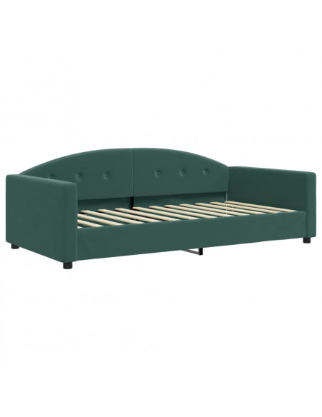 Divano Letto con Materasso Verde Scuro 100x200 cm in Velluto