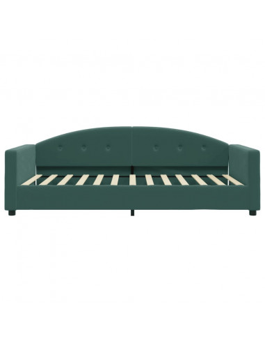 Divano Letto con Materasso Verde Scuro 100x200 cm in Velluto