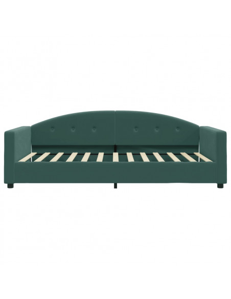 Divano Letto con Materasso Verde Scuro 100x200 cm in Velluto