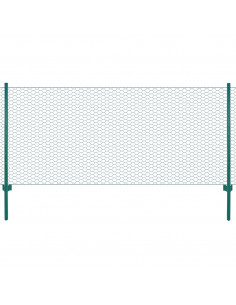 Rete per Recinzione con Pali in Acciaio 25x0,5 m Verde 2