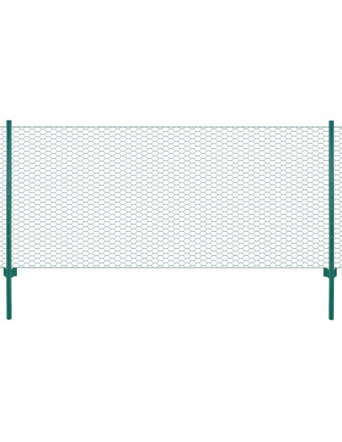 Rete per Recinzione con Pali in Acciaio 25x1 m Verde