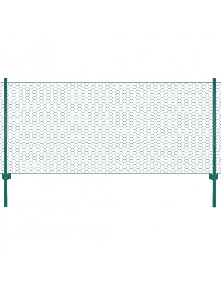 Rete per Recinzione con Pali in Acciaio 25x1 m Verde