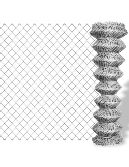 Recinzione in Rete in Acciaio Zincato 25x1,5 m Argento