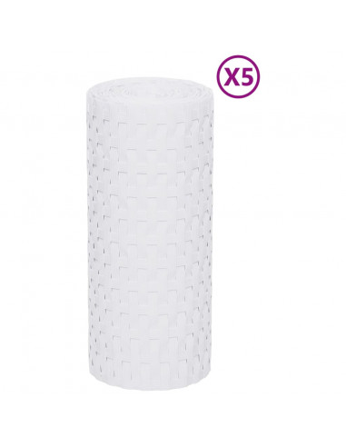 Schermi da Balcone 5 pz Bianchi 255x19 cm in Polyrattan