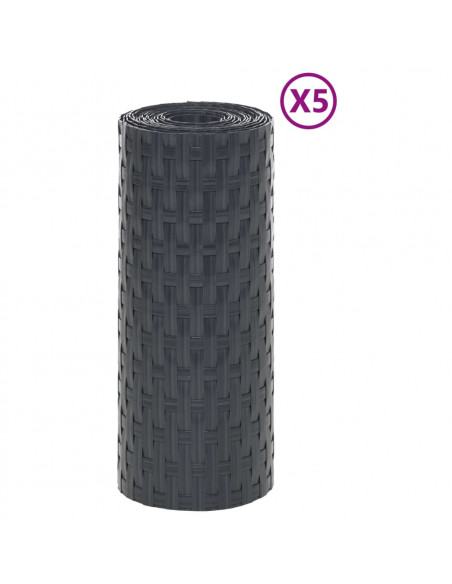 Schermi da Balcone 5 pz Antracite 255x19 cm Polyrattan